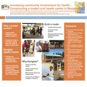 Increasing community involvement for health: Constructing a model rural health centre in Mozambique Part of a cooperation project at the Massinga Centre to train health workers in community involvement, and to increase i