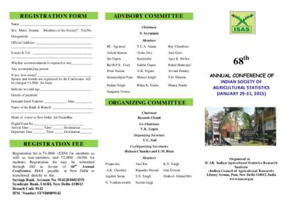 REGISTRATION FORM  ADVISORY COMMITTEE Name _________________________________________ Sex: Male/ Female