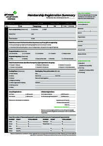 Membership Registration Summary Membership Year until 30 September 20 GRP/TRP  OC/SU CODE