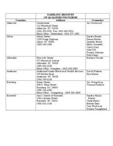 Counties Abbeville Aiken  Allendale