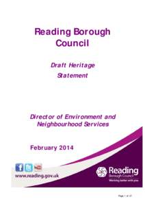 Reading Borough Council Draft Heritage Statement  Director of Environment and