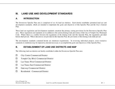 III. A. LAND USE AND DEVELOPMENT STANDARDS INTRODUCTION