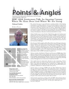 Points & Angles  Newsletter of the Metropolitan Mathematics Club of Chicago Volume XLVIII No. 8, May[removed]MMC 100th Anniversary Talk: An Amazing Century