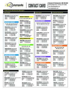 CONTACT CARD  Stampede US Headquarters | Woodridge Drive | Amherst, NYwww.stampedeglobal.com www.bigbookofav.com