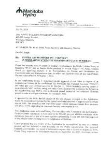 Centra to PUB re Interim Application for Non-Primary Gas Rates Effective November 1, 2014