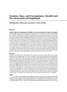 Freedom, Race, and Francophonie : Gandhi and The Construction of Peoplehood 1