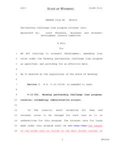 2013 General Session - Introduced Version - SF0024 - Partnership challenge loan program interest rate.