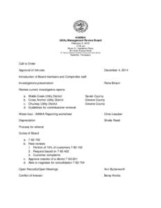 AGENDA  Utility Management Review Board February 5, [removed]:00 am Room 31, Legislative Plaza