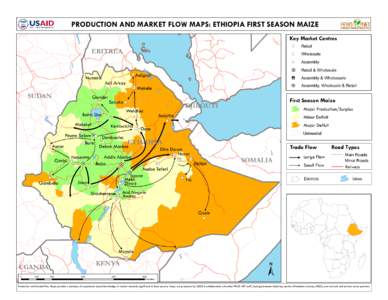PRODUCTION AND MARKET FLOW MAPS: ETHIOPIA FIRST SEASON MAIZE Key Market Centres Retail ERITREA Humera