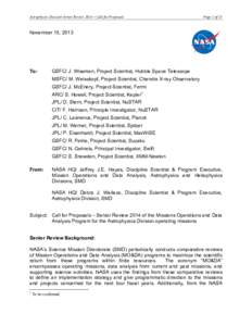 Astrophysics Division Senior Review 2014 – Call for Proposals  Page 1 of 15 November 15, 2013