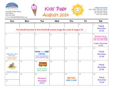 Kids’ Page August 2014 Coralville Public Library 1401 Fifth St[removed]