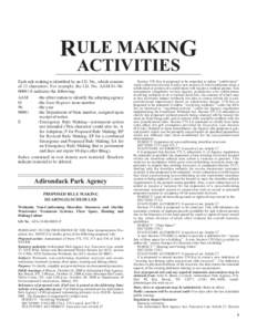 RULE MAKING ACTIVITIES Each rule making is identied by an I.D. No., which consists of 13 characters. For example, the I.D. No. AAM[removed]E indicates the following: AAM