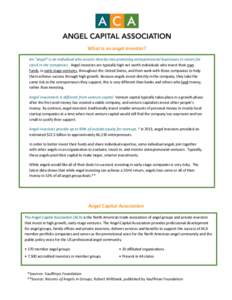 What is an angel investor? An “angel” is an individual who invests directly into promising entrepreneurial businesses in return for stock in the companies. Angel investors are typically high net worth individuals who