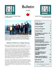 Bulletin Fall 2003 Canadian Society for Epidemiology and Biostatistics