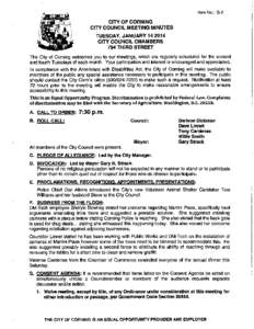 Item No.: G-2  CITY OF CORNING CITY COUNCIL MEETING MINUTES  TUESDAY, JANUARY[removed]