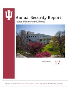 Annual Security Report Indiana University Kokomo September  I n d i a n a