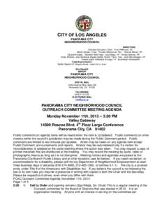 CITY OF LOS ANGELES PANORAMA CITY NEIGHBORHOOD COUNCIL DIRECTORS Dianabel Gonzalez, Chair Tony Wilkinson, VC Martin Geisler, Treas Pamela Gibberman, Sec Manuel Bernal, VP .