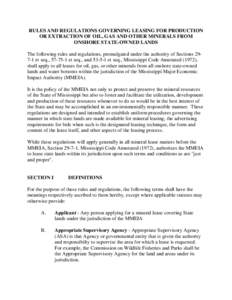 RULES AND REGULATIONS GOVERNING LEASING FOR PRODUCTION OR EXTRACTION OF OIL, GAS AND OTHER MINERALS FROM ONSHORE STATE-OWNED L