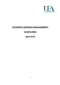 SICKNESS ABSENCE MANAGEMENT GUIDELINES April[removed]