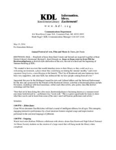 Communications Department 814 West River Center N.E., Comstock Park, MI[removed]Heidi Nagel • KDL Communications Manager • [removed]May 13, 2014 For Immediate Release