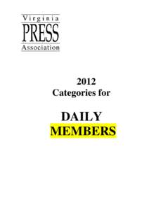 2012 Categories for DAILY MEMBERS