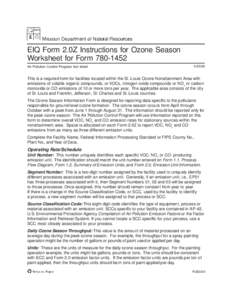 EIQ Form 2.0Z Instructions for Ozone Season Worksheet for FormAir Pollution Control Program fact sheet