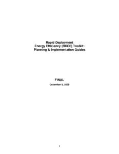Rapid Deployment Energy Efficiency (RDEE) Toolkit: Planning & Implementation Guides