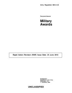 Army Regulation 600–8–22  Personnel-General Military Awards