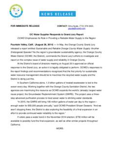 NEWS RELEASE FOR IMMEDIATE RELEASE CONTACT: Gina Ayala, (, 