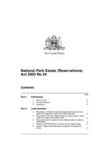 New South Wales  National Park Estate (Reservations) Act 2003 No 24  Contents