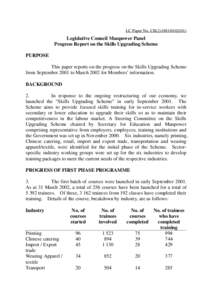 LC Paper No. CB[removed])  Legislative Council Manpower Panel Progress Report on the Skills Upgrading Scheme PURPOSE This paper reports on the progress on the Skills Upgrading Scheme