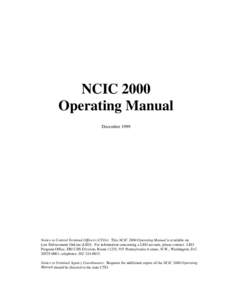 NCIC 2000 OPERATING MANUAL