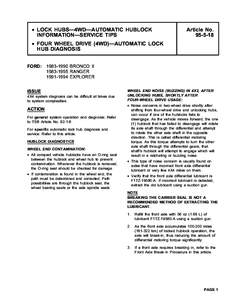 • LOCK HUBS—4WD—AUTOMATIC HUBLOCK INFORMATION—SERVICE TIPS Article No[removed]