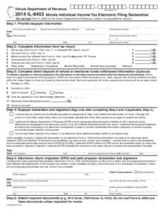 2014 IL‑8453 Illinois Individual Income Tax Electronic Filing Declaration
