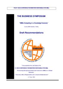 THE 2ND OECD CONFERENCE FOR MINISTERS RESPONSIBLE FOR SMEs - Business Symposium Recommendations