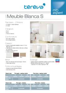 GAMME  Meuble Blanca S Plan blanc - 2 finitions En médium + vasque céramique