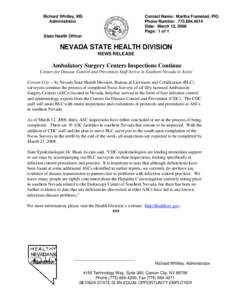 Centers for Disease Control and Prevention / Outpatient surgery / Endoscopy Center of Southern Nevada / Infection control / Medicine / Health / Surgery