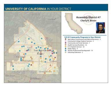 UNIVERSITY OF CALIFORNIA IN YOUR DISTRICT Assembly District 47 Cherly R. Brown 125 UC Community Programs in Your District Agriculture, Environment and Natural Resources - 3