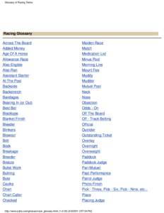 Glossary of Racing Terms  Racing Glossary Across The Board  Maiden Race