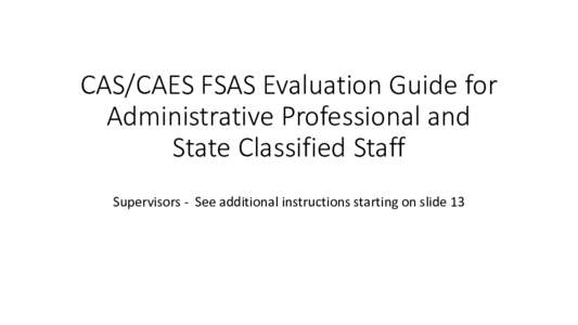 FSAS Evaluation – Administrative Professional and State Classified