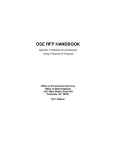 OSE RFP HANDBOOK Selection Procedures for Construction Using A Request for Proposal Office of Procurement Services Office of State Engineer