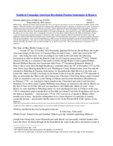 Southern Campaign American Revolution Pension Statements & Rosters Pension application of John Line S18491 Transcribed by Will Graves f24VA[removed]