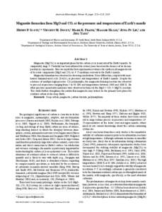 American Mineralogist, Volume 98, pages 1211–1218, 2013  Magnesite formation from MgO and CO2 at the pressures and temperatures of Earth’s mantle