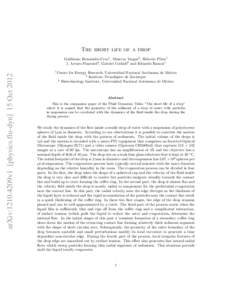 The short life of a drop Guillermo Hern´ andez-Cruz1 , Minerva Vargas2 , Heberto P´erez1 J. Arturo Pimentel3 , Gabriel Corkidi3 and Eduardo Ramos1  arXiv:1210.4209v1 [physics.flu-dyn] 15 Oct 2012