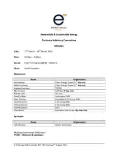 Renewable & Sustainable Energy Technical Advisory Committee Minutes Date:  17th March – 18th March 2014.