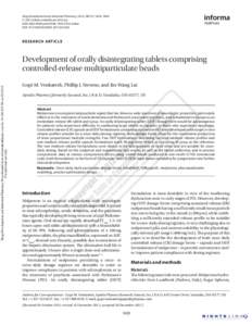 Drug Development and Industrial Pharmacy, 2012; 38(12): 1428–1440 © 2012 Informa Healthcare USA, Inc. ISSNprint/ISSNonline DOI: RESEARCH Article