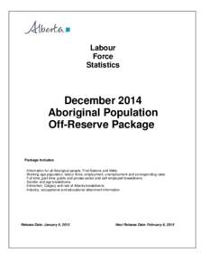 Labour Force Statistics December 2014 Aboriginal Population