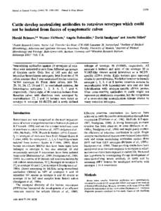 Journal of General Virology (1991), 72, [removed]Printedin Great Britain[removed]Cattle develop neutralizing antibodies to rotavirus serotypes which could not be isolated from faeces of symptomatic calves