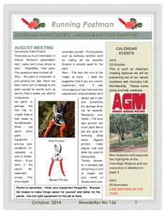 Running Postman AUSTRALIAN PLANTS SOCIETY – MELTON & BACCHUS MARSH INC AUGUST MEETING Overview by Cathy Powers