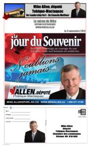 Mike Allen, député Tobique-Mactaquac Un Leadership Fort - Un Canada Meilleur Le mémo de Mike ÉDITION ÉLECTRONIQUE